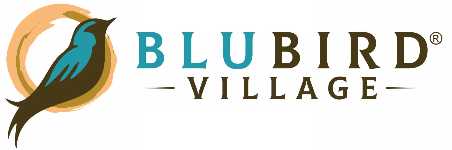 A logo of the blue bay village resort.