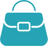 A blue purse is shown on the black background.