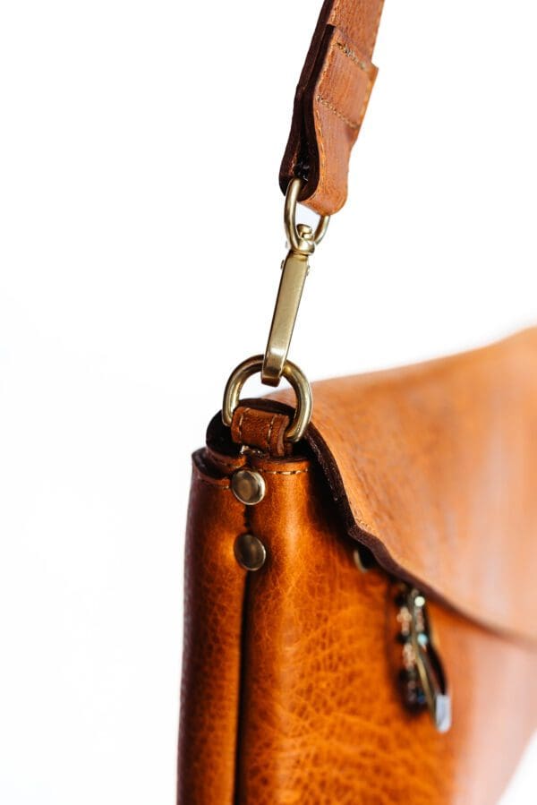 A close up of the handle on a purse